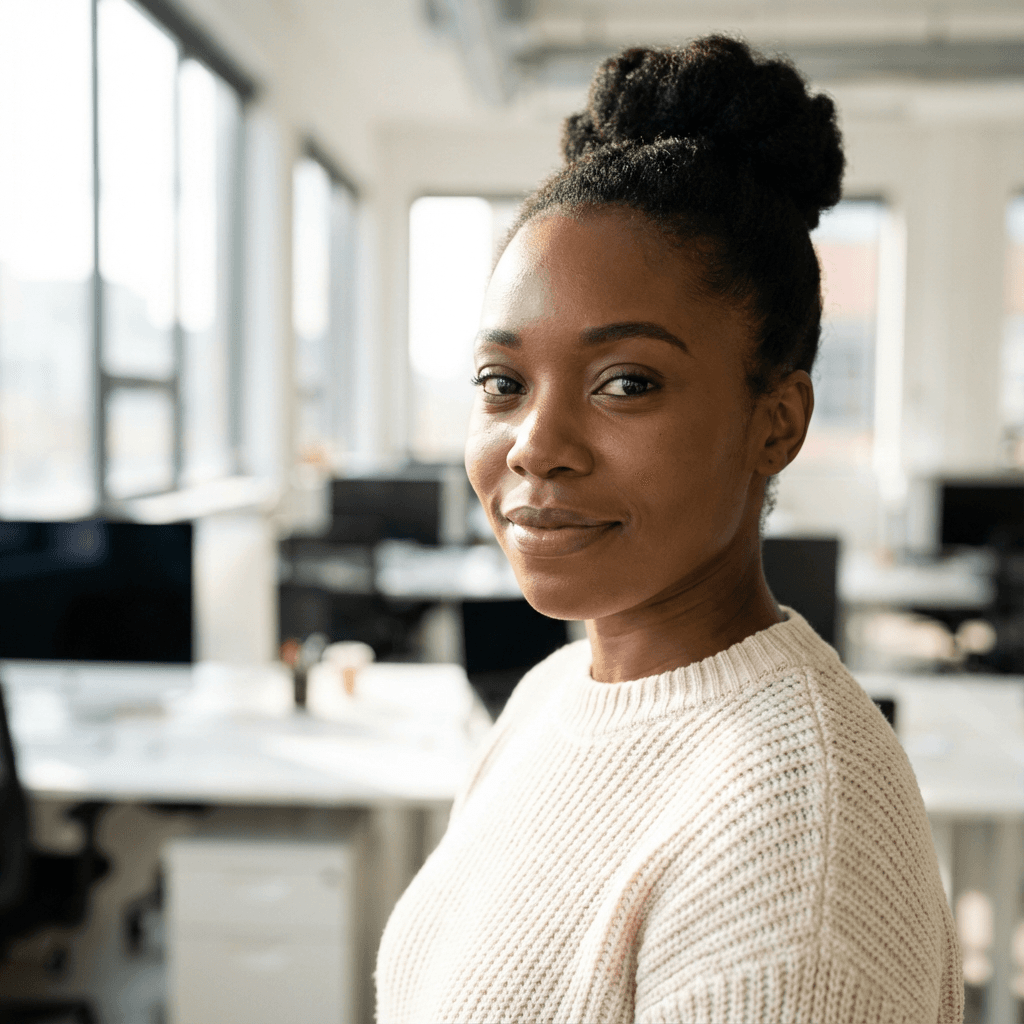 Portrait of an office manager in a clean office